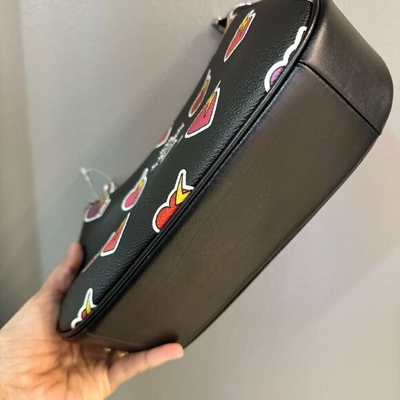 NWT ❤️ Coach CY346 Teri Shoulder Satchel Leather Bag Heart Bolt Print crossbody - Picture 9 of 9